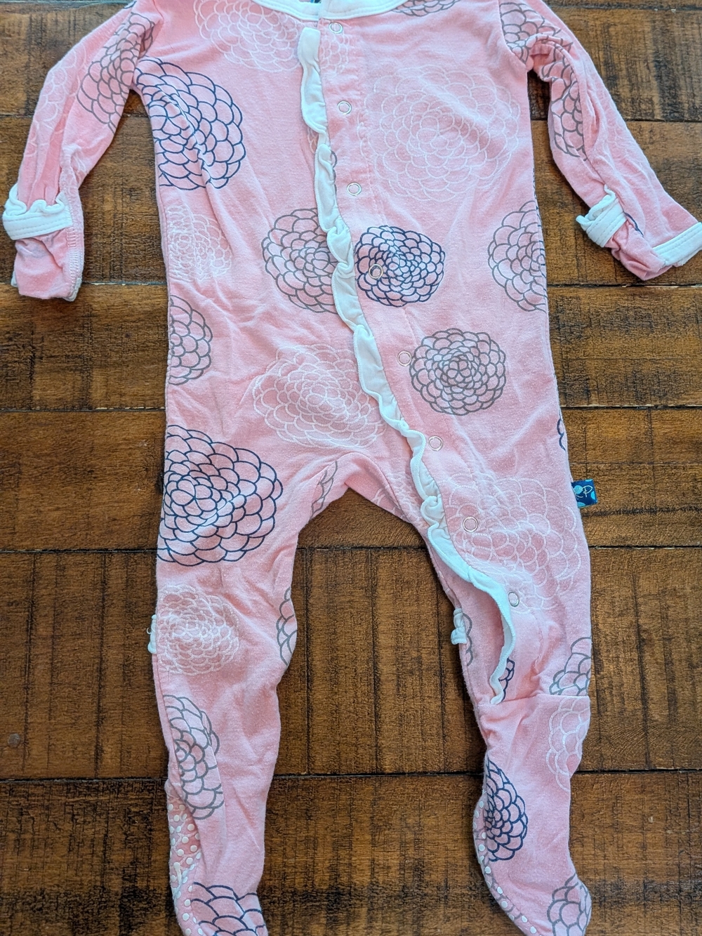 Kickee Pants Pink Floral Footed Pajama One-Piece 3-6m
